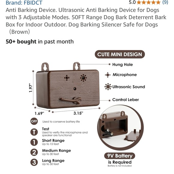 Brown Ultrasonic Anti Barking Device - Picture 2 of 7